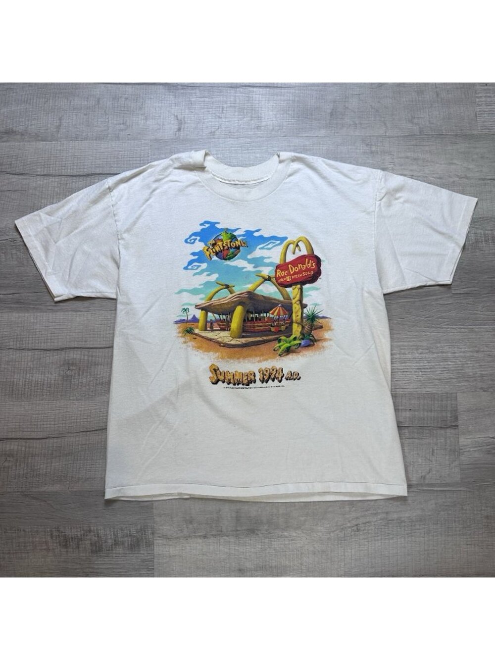 Vintage 1994 The Flintstone RocDonald's McDonalds Movie Promo T-Shirt Adult XL